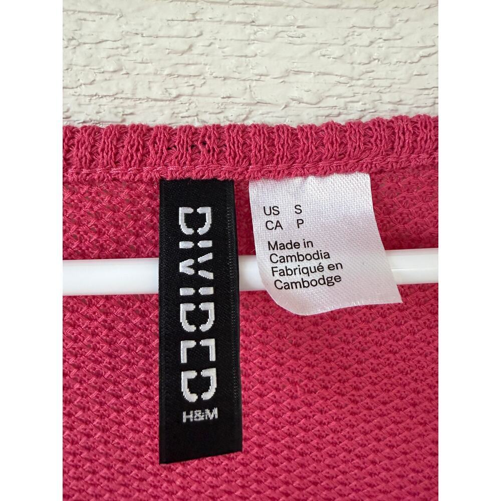 H&M Divided Pink Ribbed Button Front Crop Cardigan | Y2K Fitted Top | Size S - Picture 4 of 4